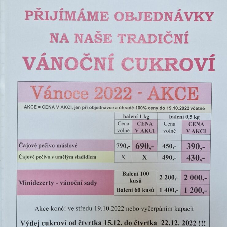 Vánoční cukroví ceník